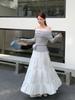 Women's High-Waisted White Cotton A-Line Skirt, Spring 2026 Korean Style, Casual Versatile Tiered Design