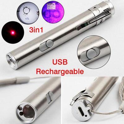 3 în 1 Mini USB reîncărcabil LED laser UV lanternă Pen Lanternă Lampă multifuncțională Flash Deal
