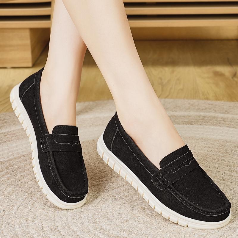 Women's Loafers Moccasins Black Pink Sneakers Casual Walking Shoes