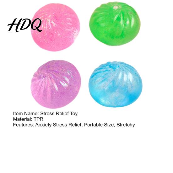 Adult Stress Toy Glitter Dumpling Sugar Ball Clear Steamed Bun Squeeze Skin-friendly Fidget Stretchy Decompression Simulation Dough Desk TPR