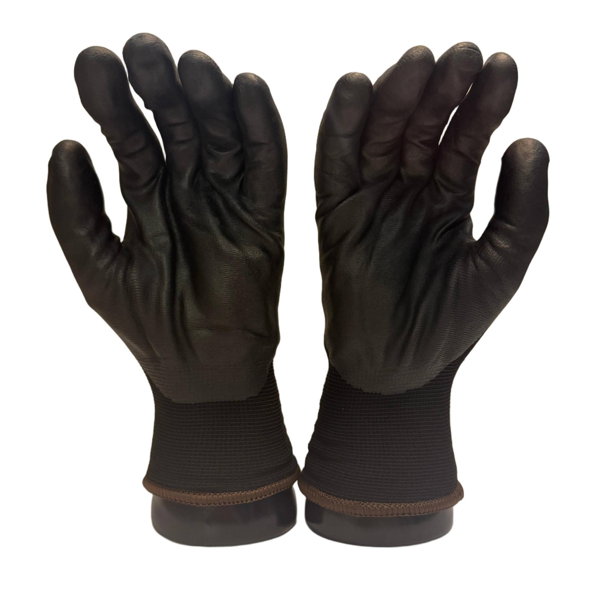 Custom 10 Gauge Acrylic Black Microfoam Nitrile Coated Protective Gloves with Oil Resistance for Mechanic Customized Size