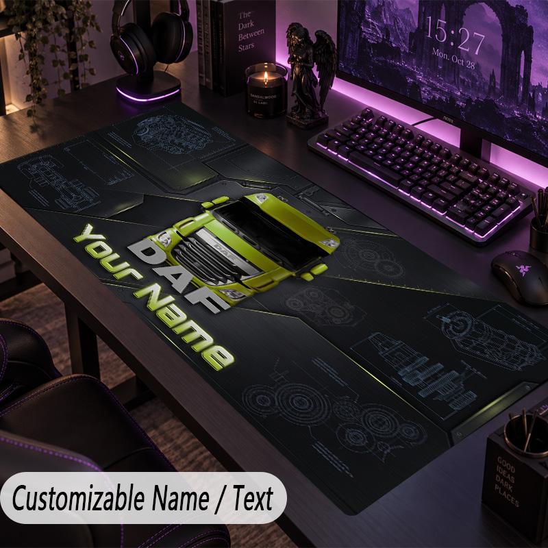Large Mouse PadDAF Custom Name Text Personalized Desk Mat Non Slip Gaming Pad