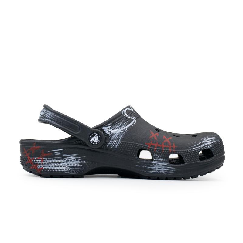 Crocs Classic clog Devil Smiley EVA Graffiti Comfortable Versatile Hole Shoes Unisex Black