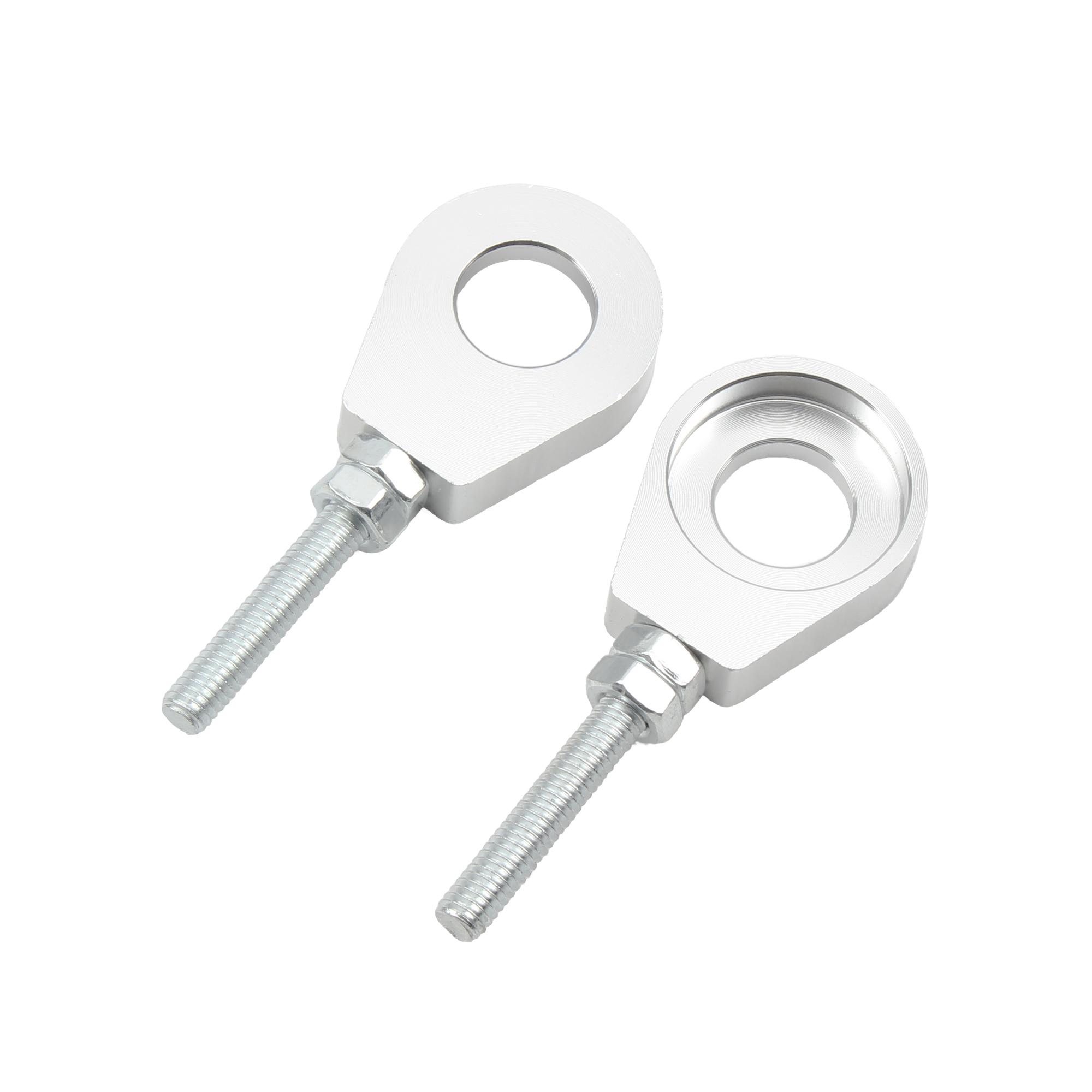 Motorcycle 12mm/15mm Rear Wheel Axle Hole Chain Tensioner Adjuster 7 Colors for Honda Yamaha Kawasaki Modification Accessories 15mm Silver