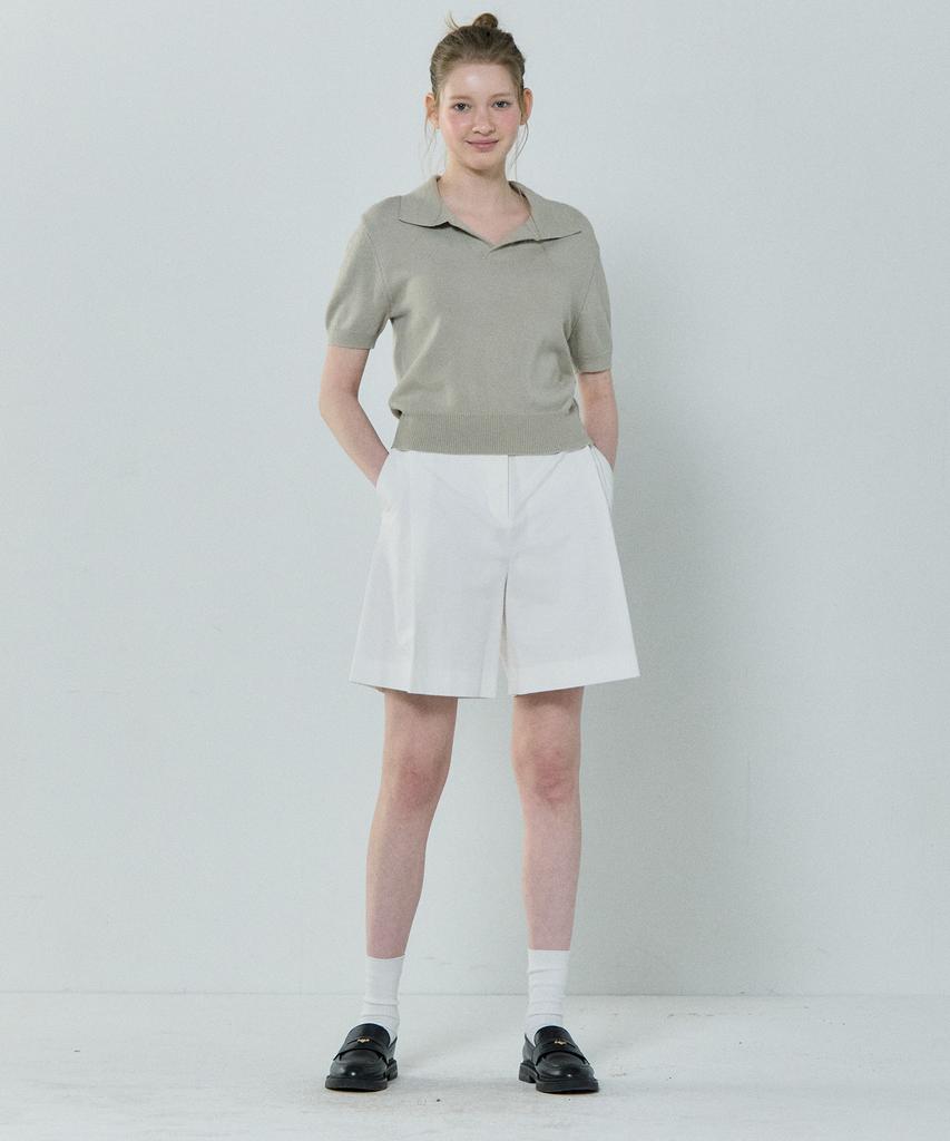 BASIC HOUSE Women'S Acrylic Open Collar Sweater Light Khaki Lzkt3201
