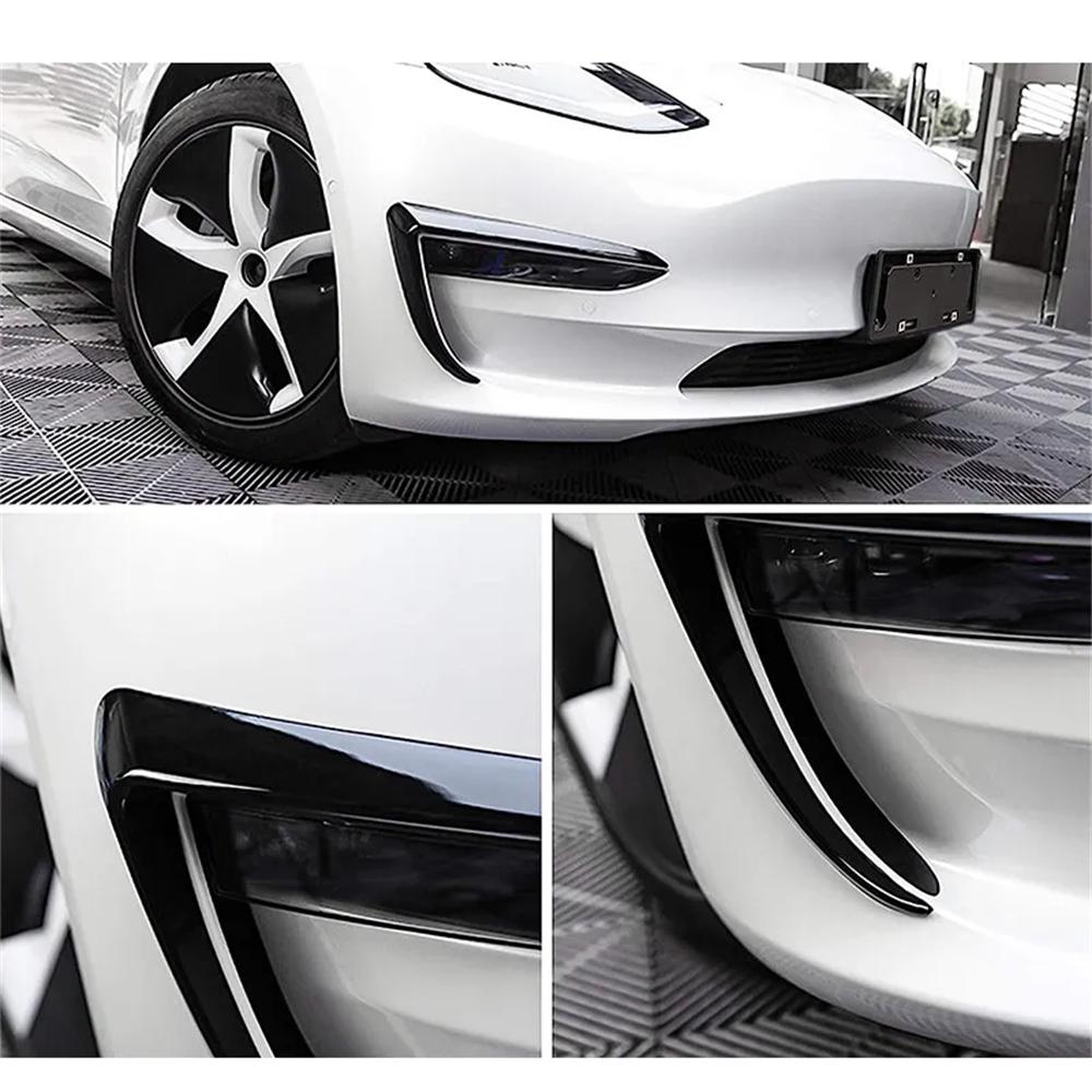 For Tesla Model 3 Model Y 2017-2023 Front Bumper Fog Lamp Wind Knife Spoiler 1Pair Car Fog Lamp Trim Cover Fog Light Eyebrow