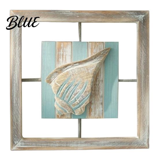 American Country Home Art 3D Beach Wooden Frame Wall Art  Coastal Style Starfish/Conch/Shell Decor  Ocean House Ornaments Inspired Mount Decor