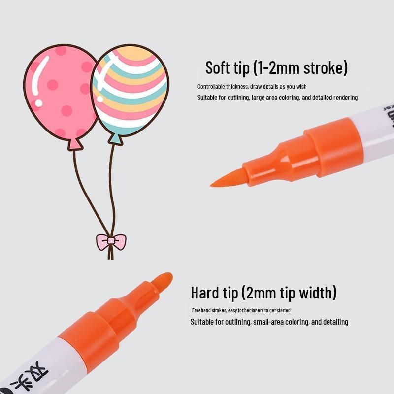 Double-Ended Layerable Acrylic Marker Pens with Soft Tips for Elementary Art Students