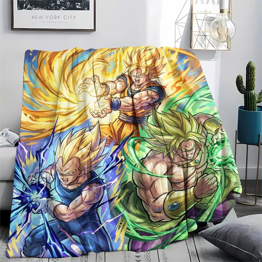 Dragon Ball Goku Print Flannel Blanket, Ultra Soft High Quality All Seasons Warm Throw, Home Decor Cozy Blanket, Perfect Christmas Gift
