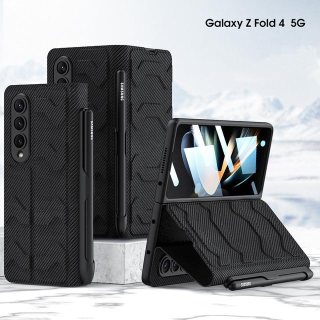 

Слот для стилуса S Pen, кожаный флип-чехол для Samsung Galaxy Z Fold 5, 5 г, чехол с передним стеклом, полная защита 360 градусов (Нет S Pen ) Case and Film