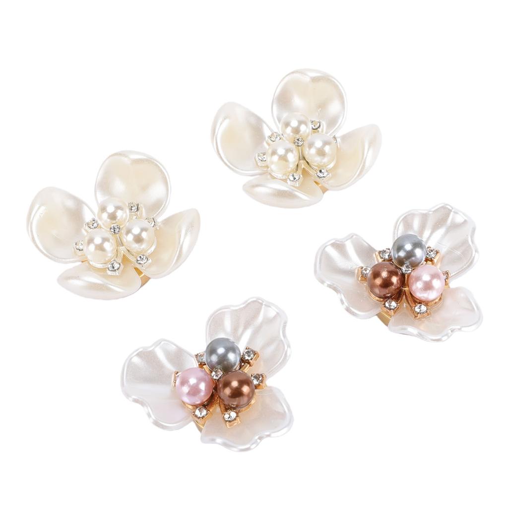 4PCS Button Covers Pearl Flower Petal Cufflinks for Shirt Cuff Men Women Clothing Sewing Crafts