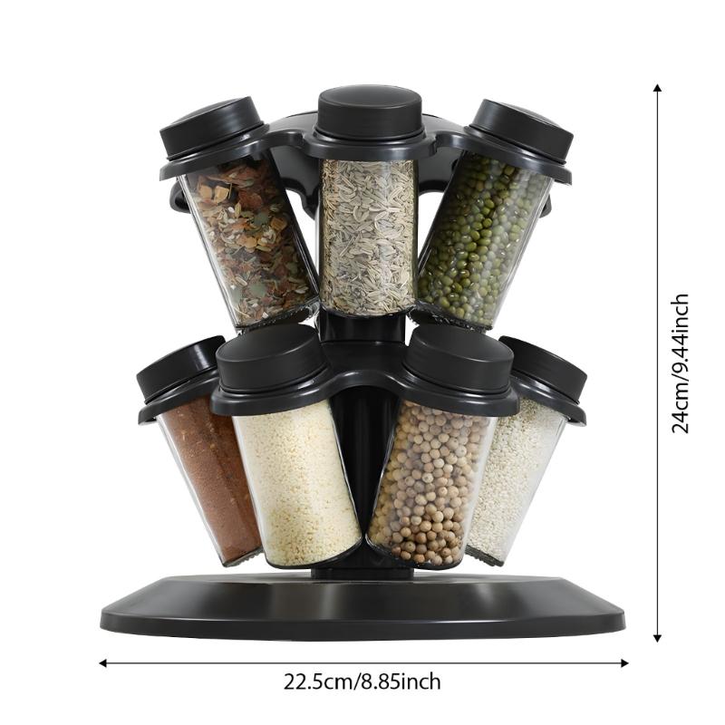 Spice Organiser Set Rotating Chrome Designs Detachable Lids Seasoning Rack For Cooking Baking Essential