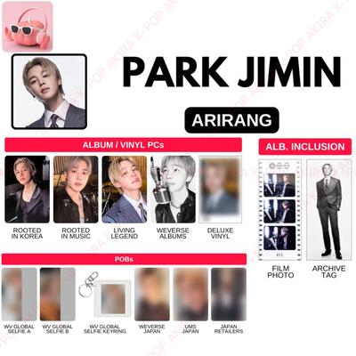 PRE-ORDINE "JIMIN" BTS Il 5° Album ARIRANG ALBUM PHOTOCARD GIAPPONE POB STORE BENEFIT UFFICIALE