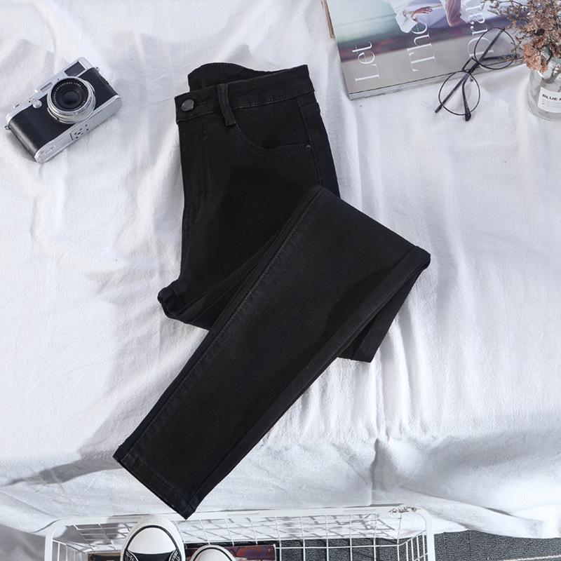 High-Waisted Plus-Size Slim Fit Light Denim Women's Pencil Pants - 2021 Spring/Autumn Collection