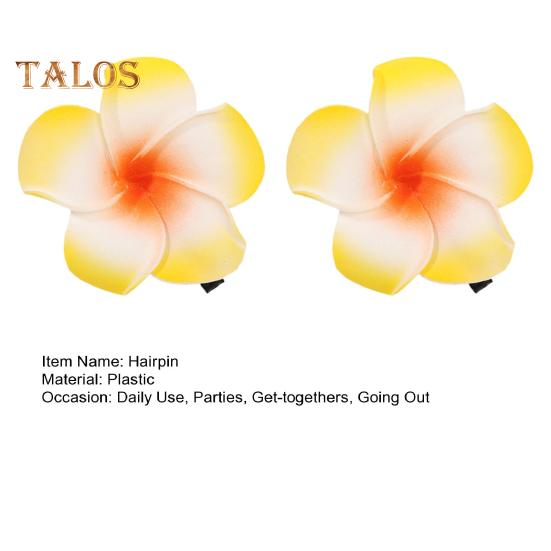2Pcs Plumeria Flower Hairpin Non-slip Colorful Side Clips Decorative Plastic Hair Accessories for Women Girls