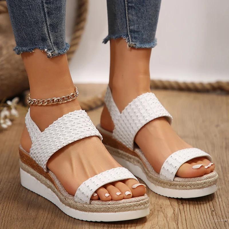 Sandali Zeppa Donna 2026 Moda Estiva Tessuto Paillettes Sandali Piattaforma Donna Comodi Leggeri Antiscivolo Casual Spiaggia Sandalias