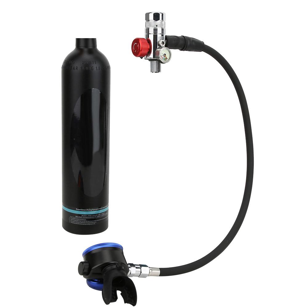 1L Diving Small Cylinder Rebreather with Pure Metal Secondary Breathing Valve Heads Black Diving Equipment