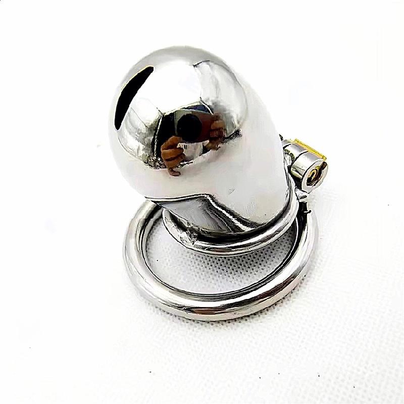 This Mans Metal Chastity Cage Provides BDSM Anti Shedding Restraint Control Through Secure Cock Ring Technology For Gay Men
