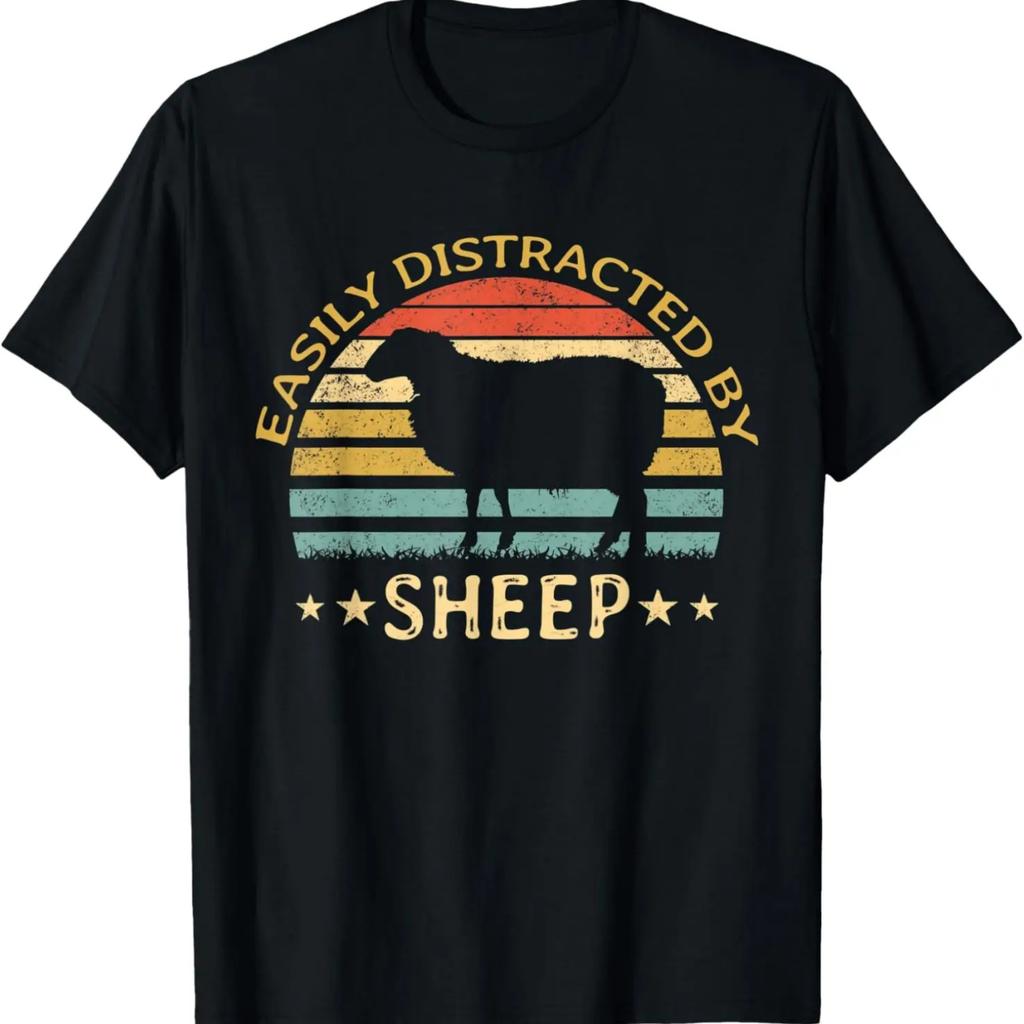 Retro Farmer Funny Sheep Lover Easily distracted by Sheep T-Shirt