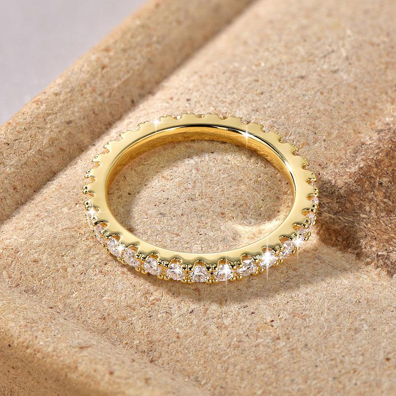 Lnngy 14k Gold Filled Wedding Band For Women Certified D Color VVS1 Lab Created 2mm Moissanite Eternity Ring Sparkling Jewelry