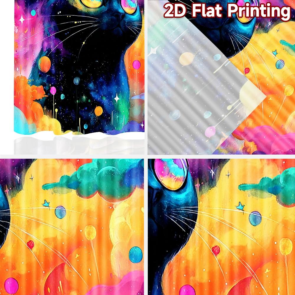 2D flat printing 2pcs Curtain Cosmic Cat Galaxy Digital Printed Polyester Drapes Festive Holiday Perfect for Photo Booths &