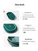 12-inch Retro Emerald Green Fish Plates with Gold Rim (Set of 2) - Decorative Thickened Ceramic Oval Plates