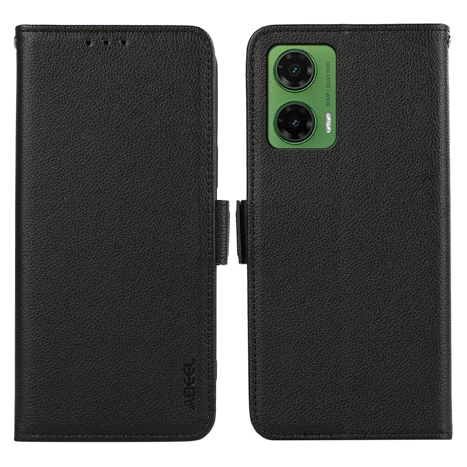 

ABEEL For Motorola Moto G35 5G Case Litchi Texture Leather RFID Blocking Phone Cover A