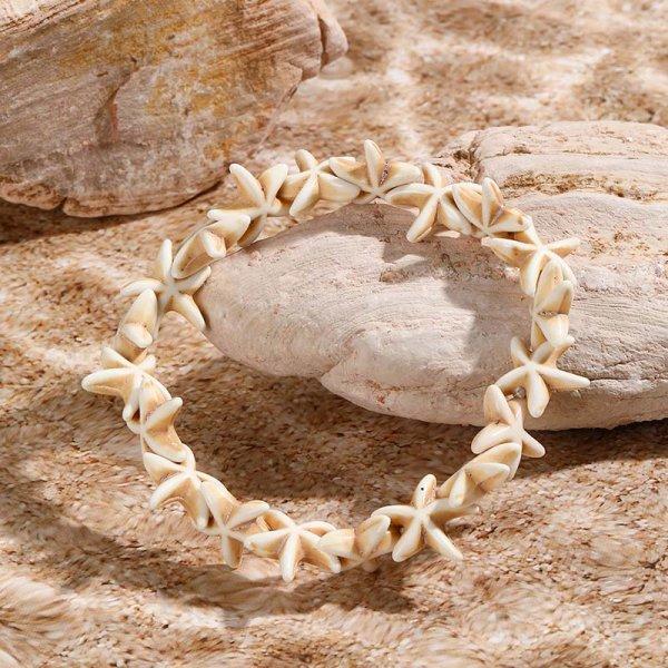 Boho Imitation Pearl Cowrie Shell Bracelet For Women Gold Color Starfish Charm Chain Bangle Summer Beach Vacation Jewelry Gift