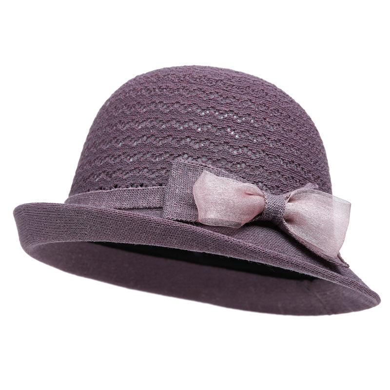 Bow Bucket Hat Women'S Summer Thin Breathable Sun Hat Bowler Hat Mother Hat