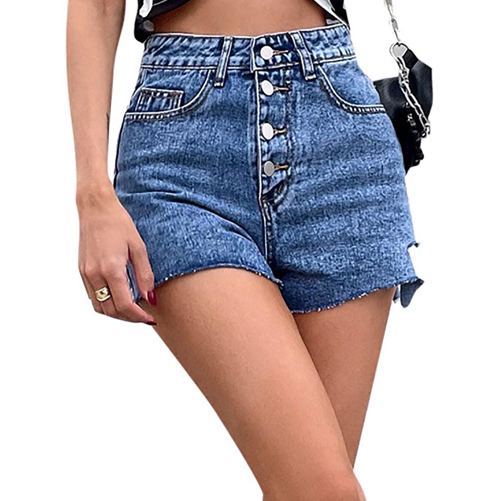 4 button High-waisted Denim Shorts 