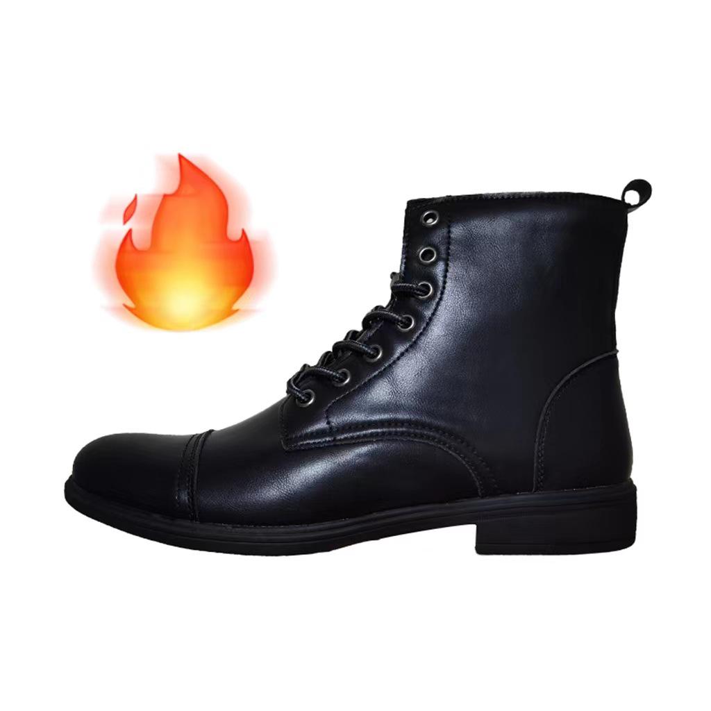 Men's Korean Style Retro Leather High-Top Martin Boots - Autumn Plus Velvet, Large Size, Work and Cotton Options Available.