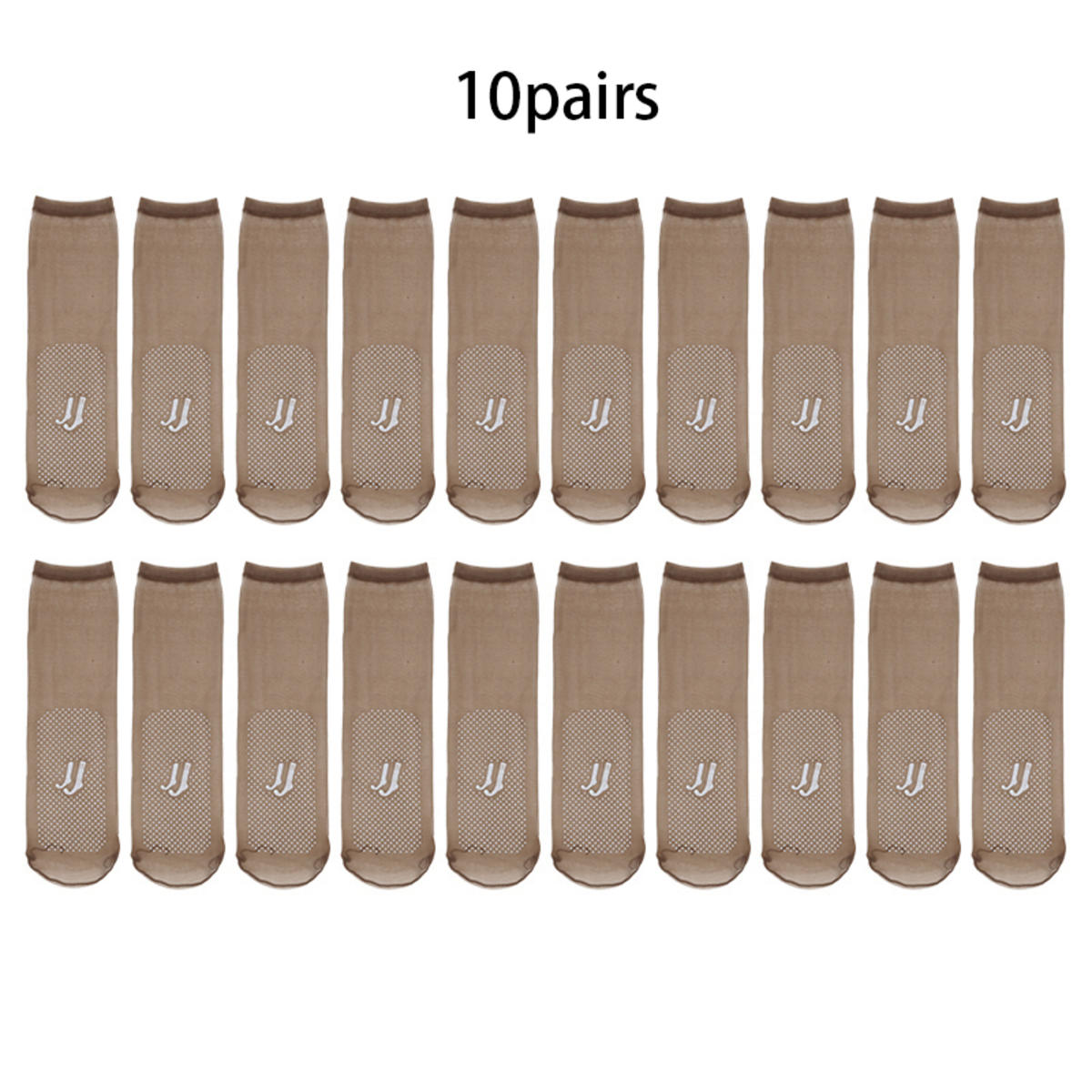 

10 пар ультратонких дышащих носков женские нескользящие прозрачные эластичные носки женские летние носки до щиколотки из основной нити None кофейный