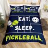 Pickleball Duvet Cover Full Size Ball Sports Gaming Bedding Set Yellow White Quotes Comforter Cover Black Microfiber Quilt Cover