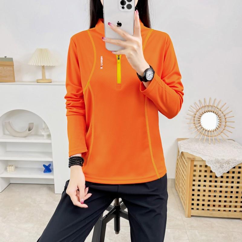 Women's Stand-Up Collar Running Shirt Long Sleeve UV Shirt for Gym Yoga Fitness Training