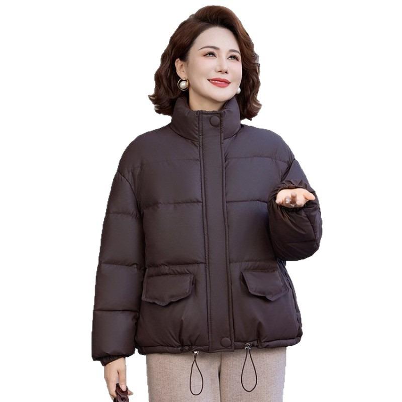 Middle-aged women's cotton-padded clothes are versatile in winter, new fashion stand-up collar, thickened small bread jacket, and top women