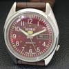 AUTOMATIC 7019A VINTAGE SEIKO 5 JAPAN MENS MAROON COLOR DIAL WATCH A701412-5 R206b-a701412