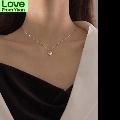 Girl Lover Bithday Present Present Sterling Tone Love Pendant Necklace With Minimalist Minimalist Ins Peach Heart Clavicle Chain