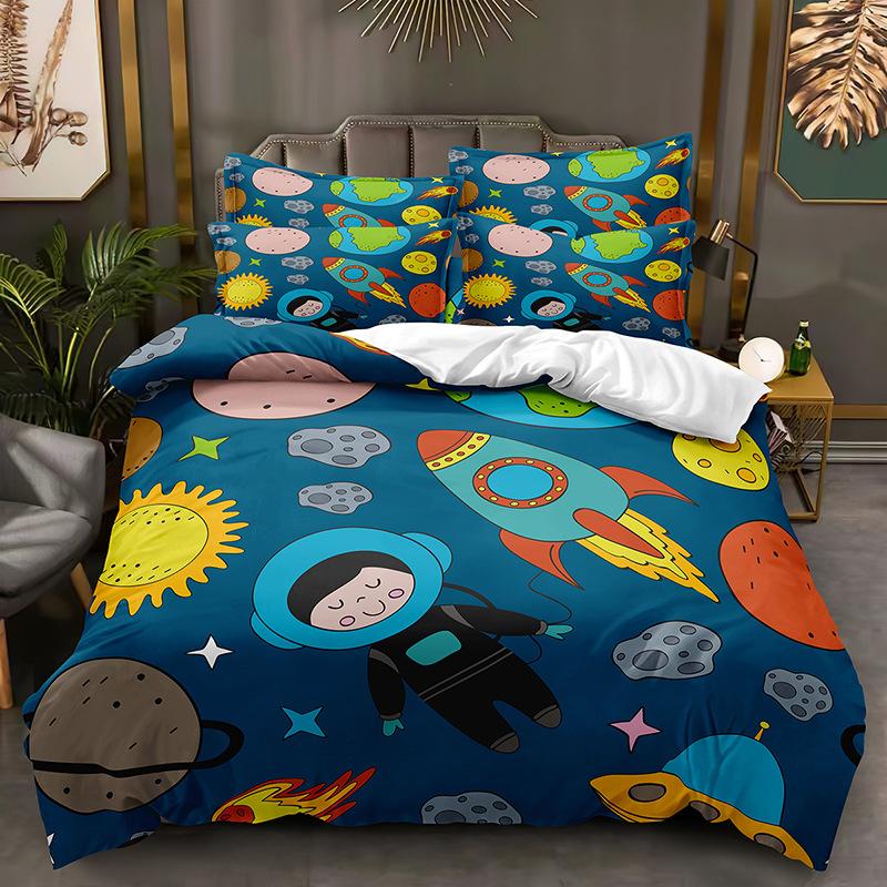 3D Space Cartoon Pattern Bedding Set Kid Boys Baby Quilt Cover Pillowcase 2/3pcs Single Double Bed Cover Gift Bed Set