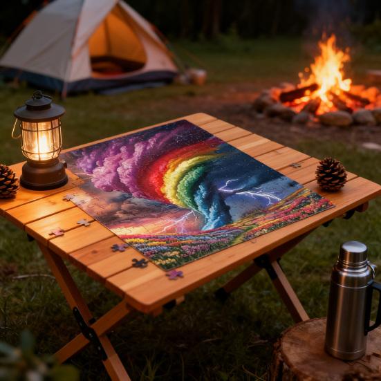 1000 Pieces Rainbow Wooden Jigsaw Puzzle Fantasy Art Style Colorful Stress Relief Visual Beauty Jigsaw Craft Decor