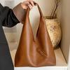 Solid Color Underarm Bag Women's Winter Fashi Tote Bag Ins Trend Simple Retro Large Capacity Single Shoulder PU Bag