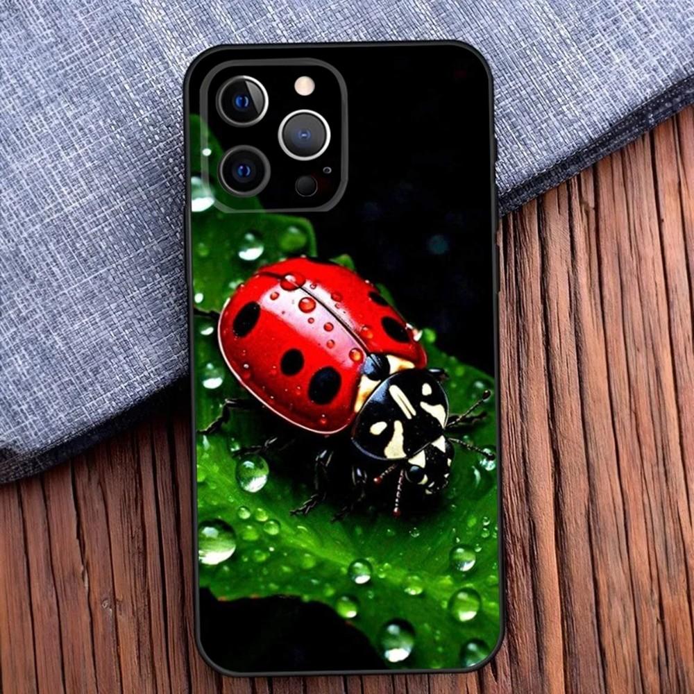 Insect Beautiful Ladybugs Phone Case For iPhone 16,15,14,13,12,11,Pro,X,XS,Max,XR,Plus,Mini Black Soft Silicone Case