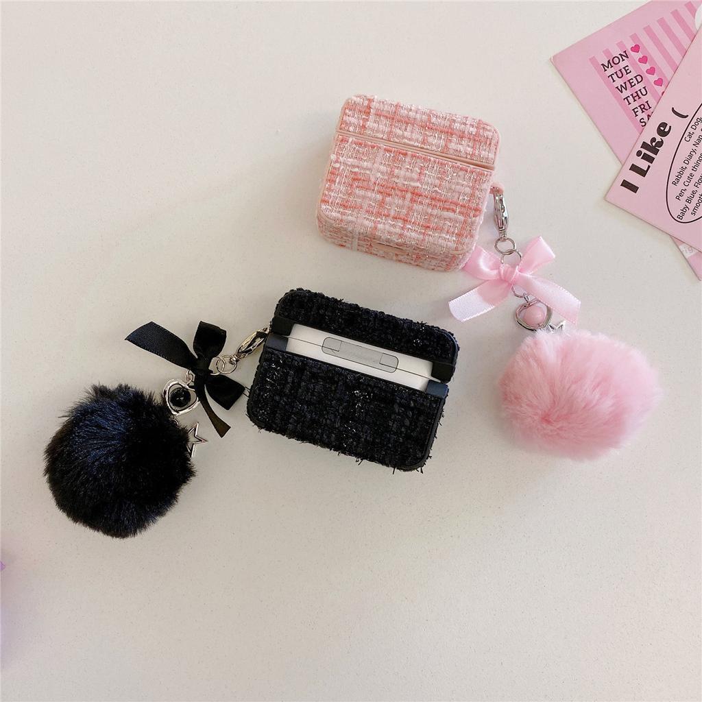 Lace Cloth Pattern for AirPods 1 Protective Case Pro1 Apple Bluetooth 1/1/1 Generation Earphone Case Plush Pendant