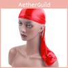 Luxurious Solid Color Durag Headwear Pirate Cap Unisex Hat With Smooth Silk Finish