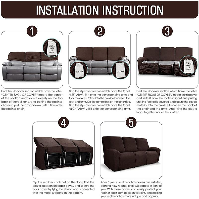 Polar Fleece Recliner Chair Covers Armchair Lazy Boy Recliner Sofa Covers Anti-Slip Home Decoration Recliner Chair Covers 3 Seat