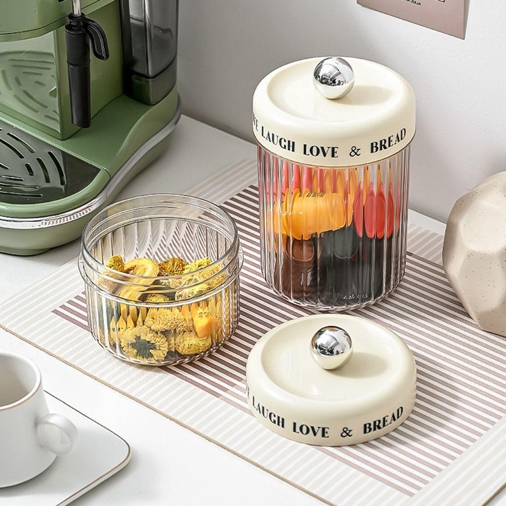 Sealed Plastic Grain Storage Organizer Round Tea Storage Jars Dry Goods Storage Boxes Beans