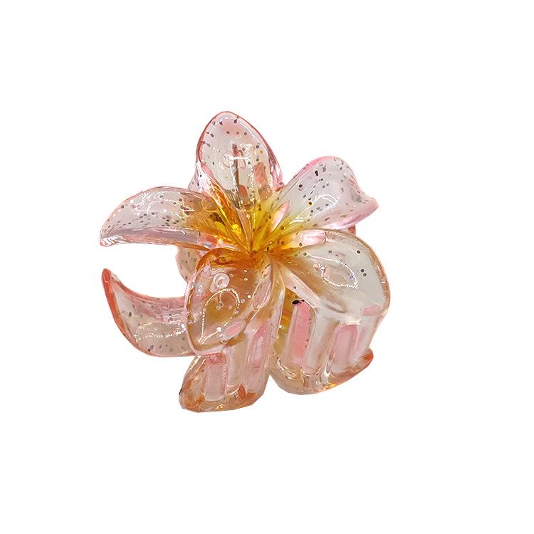 4cm průhledná třpytivá sponka do vlasů ve tvaru vajíčka s květinou - žraločí sponka do vlasů