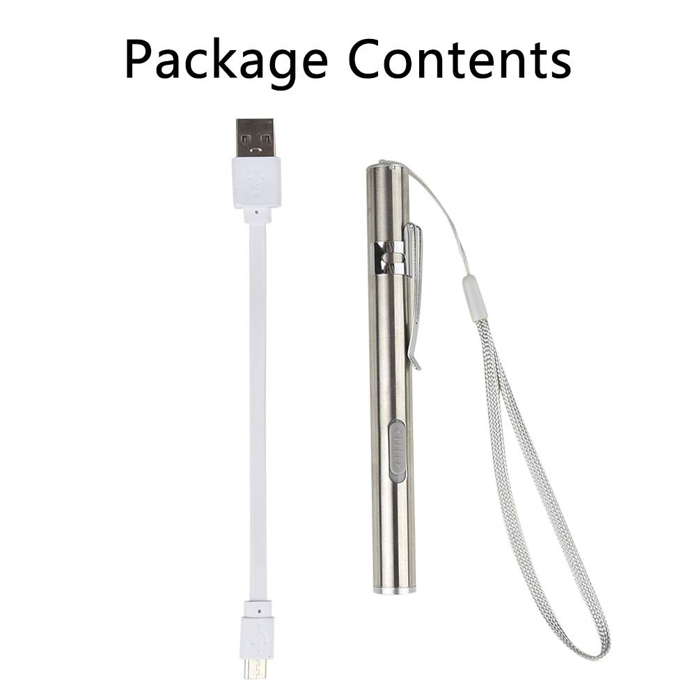 500lm Miniature Flashlight Torch Pocket Pen Size LED Lamp USB Charge Night Ridin