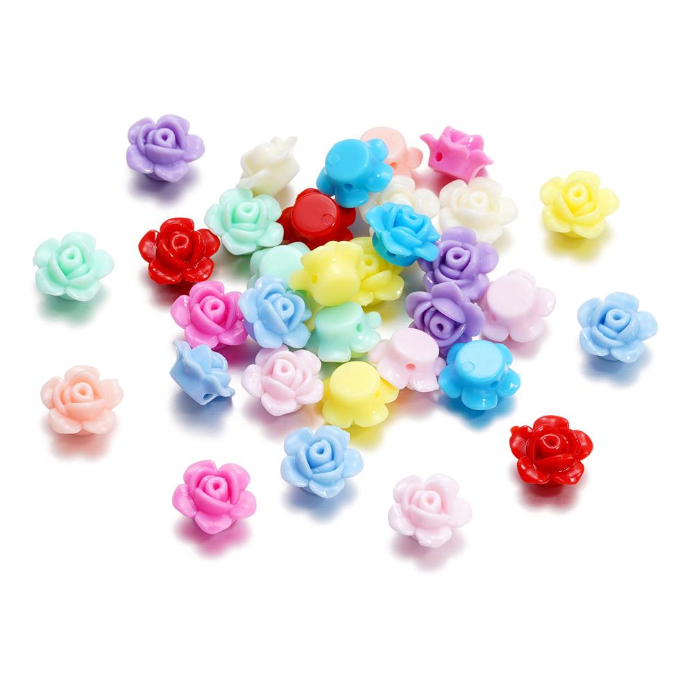 40Pcs/Lot 7.5*12.5*12.7mm Acrylic Small Flower Loose Spacer Beads for DIY Jewelry Making Necklace Bracelet Findings Accessories