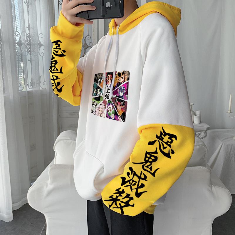Demon Slayer Japan Anime Harajuku Hoodies Clothes Kawaii Ghost Kokushibou/Douma/Akaza/Hantengu Manga Loose Casual Sweatshirts
