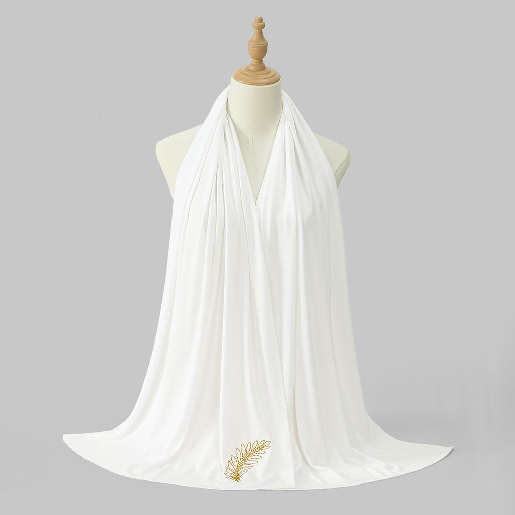 New Jersey Modal Scarf Hijab for Woman Gold Sprinkling Plain Soft Long Shawls Islam Headwraps Ramadan Prayer Turban